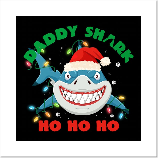 Daddy Shark Ho Ho Ho Christmas Wall Art by mckinney